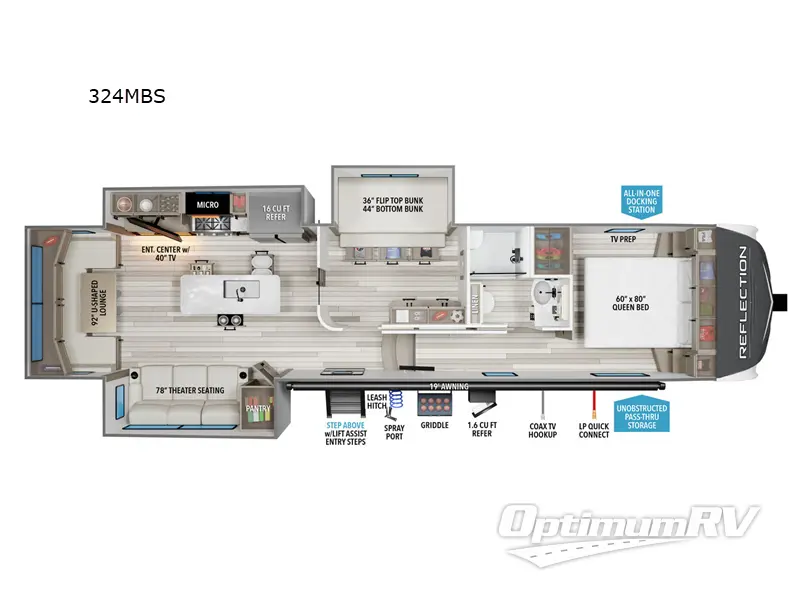 2025 Grand Design Reflection 324MBS RV Floorplan Photo