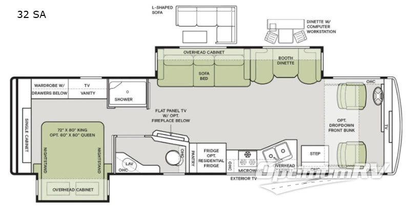 2020 Tiffin Open Road Allegro 32 SA RV Floorplan Photo