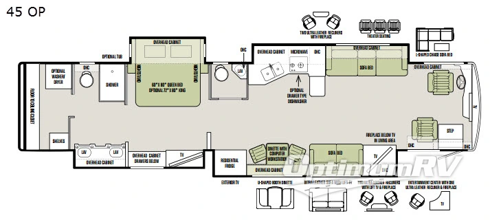 2018 Tiffin Allegro Bus 45OP RV Floorplan Photo