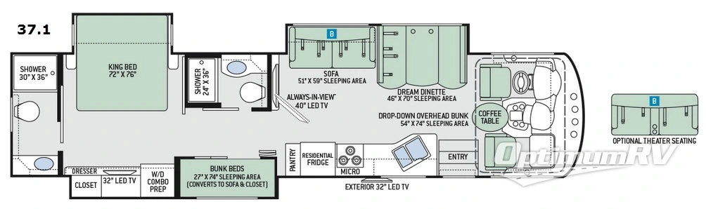 2017 Thor Miramar 37.1 RV Floorplan Photo