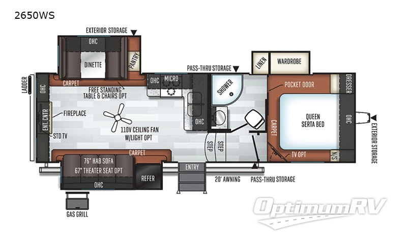 2019 Forest River Rockwood Ultra Lite 2650WS RV Floorplan Photo
