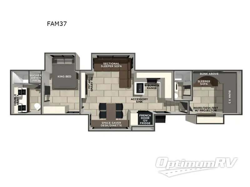 2026 Prime Time Crusader FAM37 RV Floorplan Photo