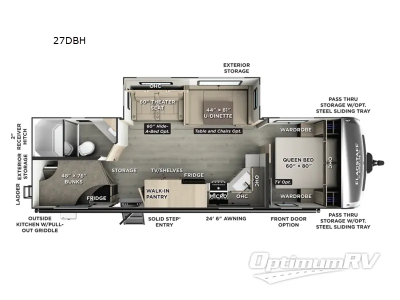 2026 Forest River Flagstaff Super Lite 27DBH RV Floorplan Photo