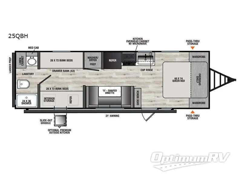 2026 Forest River Viking 5K Series 25QBH Floorplan Photo