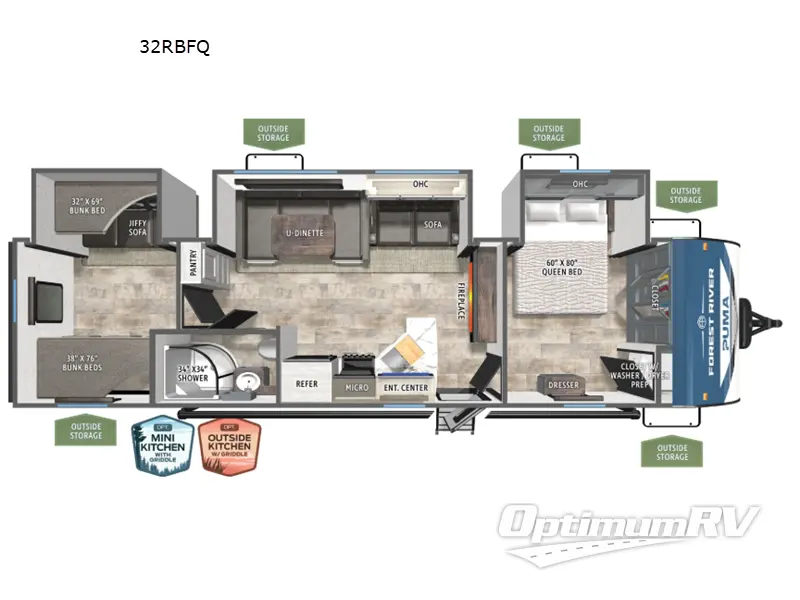 2026 Forest River Puma 32RBFQ Floorplan Photo