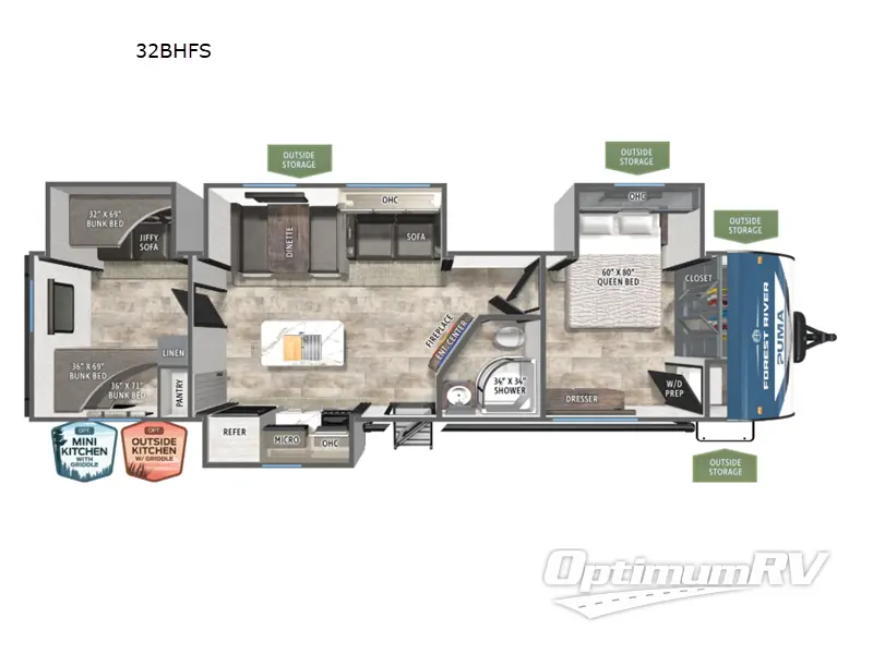 2026 Forest River Puma 32BHFS RV Floorplan Photo