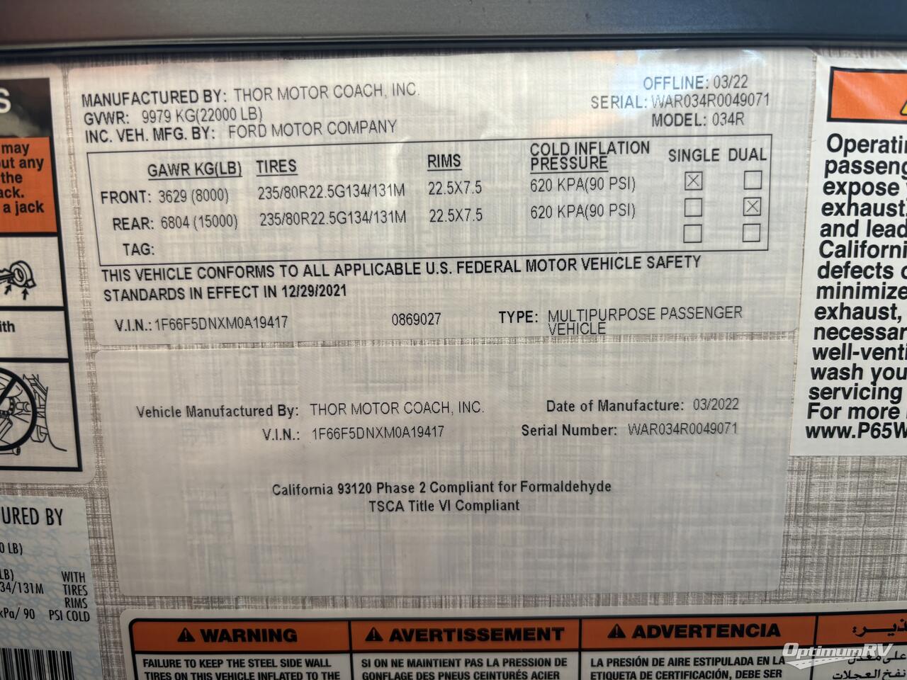 2022 Thor Windsport 34R Photo 20