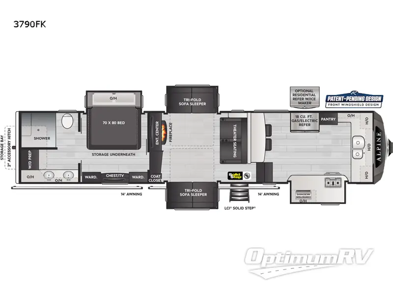 2022 Keystone alpine 3790FK RV Floorplan Photo