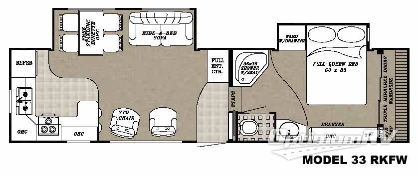 2005 Gulf Stream Sedona 33RKFW RV Floorplan Photo