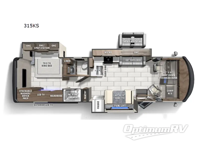 2022 Coachmen Mirada 315KS Floorplan Photo