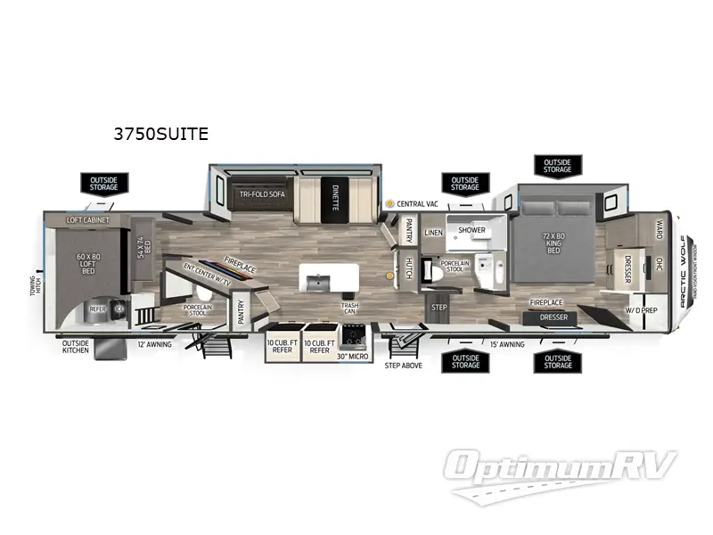 2026 Forest River Cherokee Arctic Wolf 3750SUITE RV Floorplan Photo