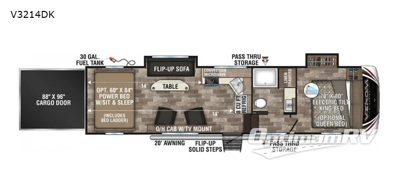 2020 KZ Venom V-Series V3214DK Floorplan Photo