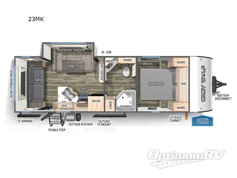 2024 Forest River Cherokee Grey Wolf 23MK Floorplan Photo