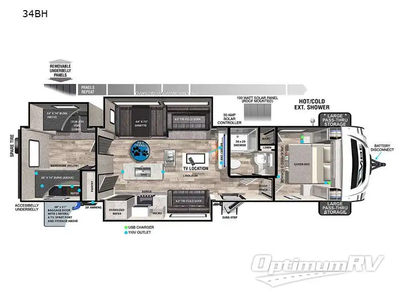 2021 Forest River Vibe 34BH Floorplan Photo
