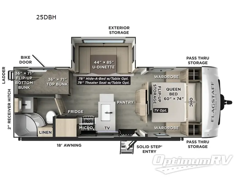 2026 Forest River Flagstaff Micro Lite 25DBH Floorplan Photo