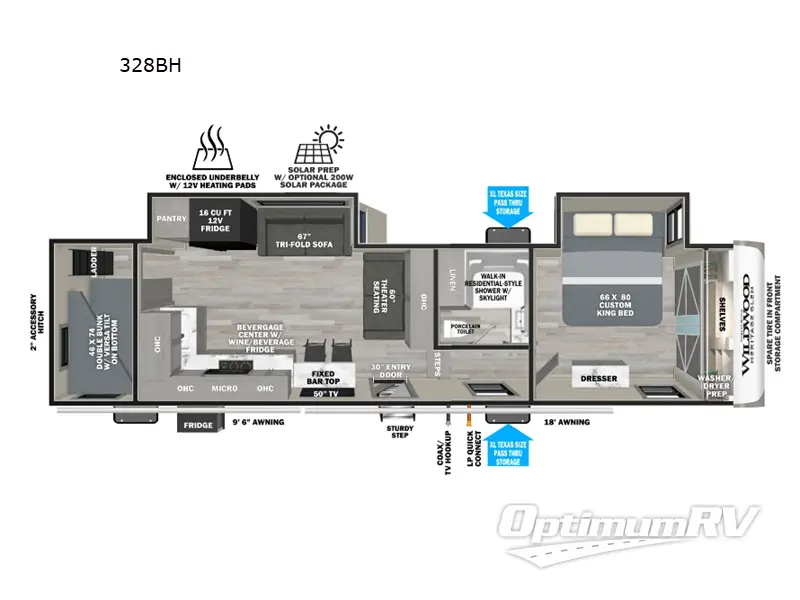 2024 Forest River Wildwood Heritage Glen 328BH Floorplan Photo