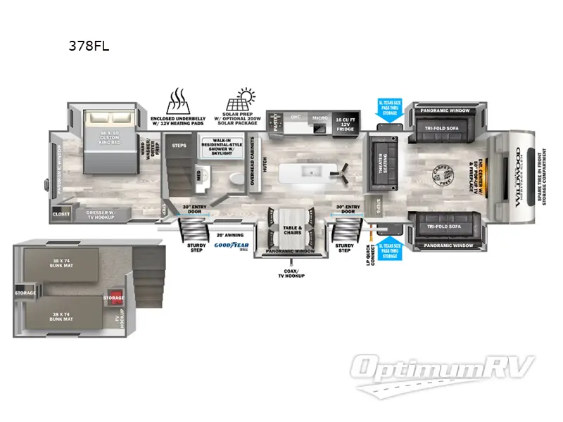 2024 Forest River Wildwood Heritage Glen 378FL Floorplan Photo