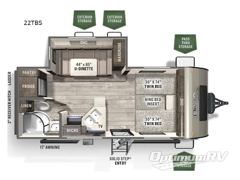 2022 Forest River Flagstaff Micro Lite 22TBS Floorplan Photo