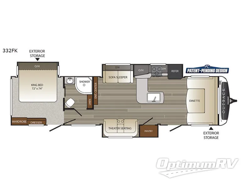 2017 Keystone Outback 332FK RV Floorplan Photo