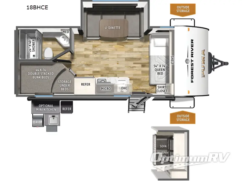 2027 Forest River Puma Camping Edition 18BHCE RV Floorplan Photo