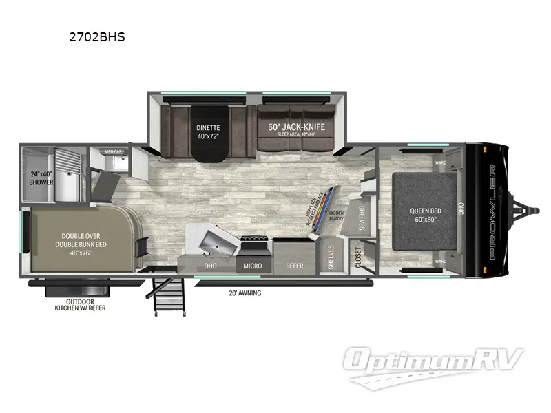 2026 Heartland Prowler 2702BHS RV Floorplan Photo