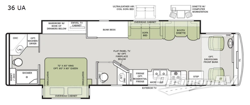 2020 Tiffin Open Road Allegro 36 UA RV Floorplan Photo