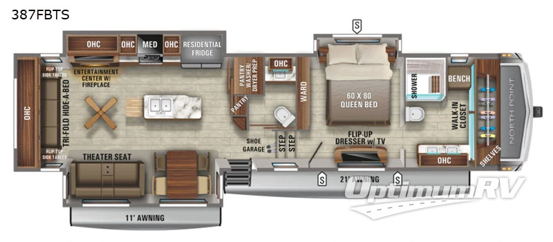 2021 Jayco North Point 387FBTS Floorplan Photo