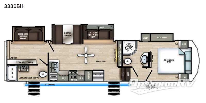 2020 Forest River Sandpiper C-Class 3330BH RV Floorplan Photo