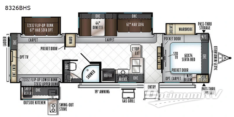 2018 Forest River Rockwood Signature Ultra Lite 8326BHS Floorplan Photo