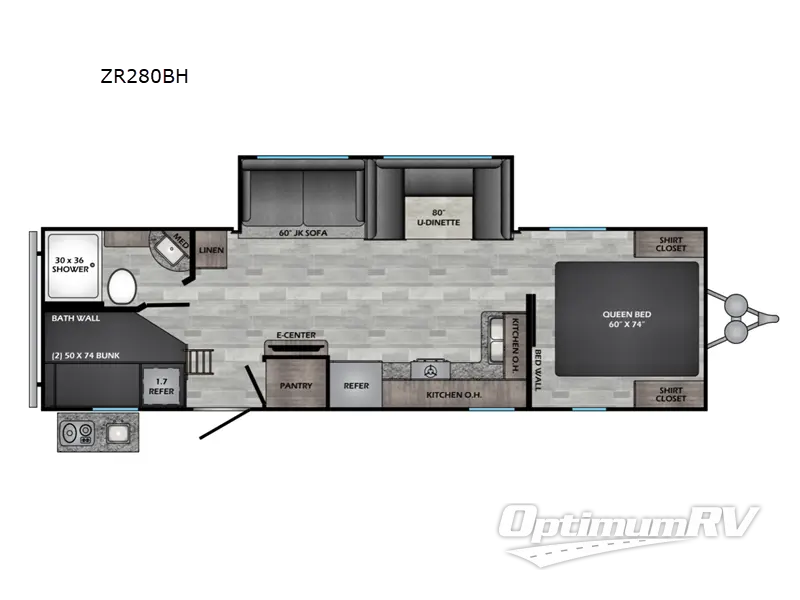 2022 CrossRoads Zinger Lite ZR280BH RV Floorplan Photo