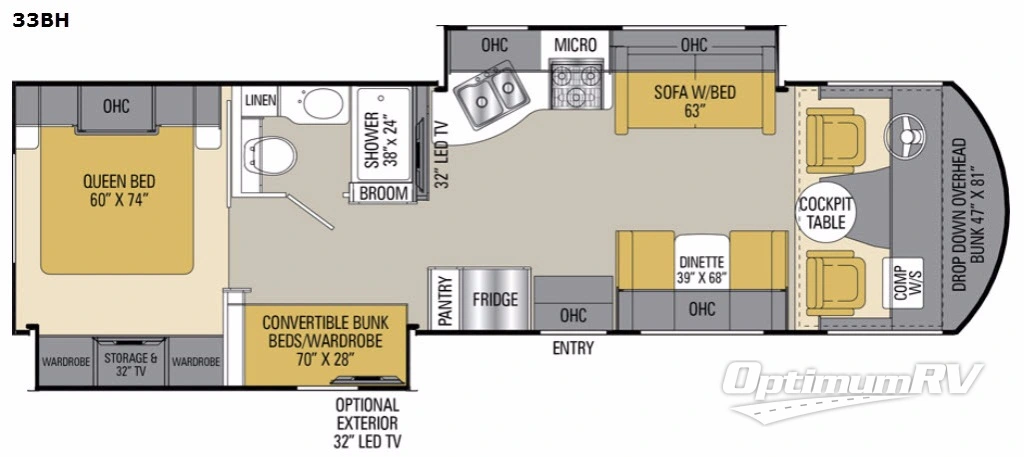 2017 Coachmen Pursuit 33 BH RV Floorplan Photo
