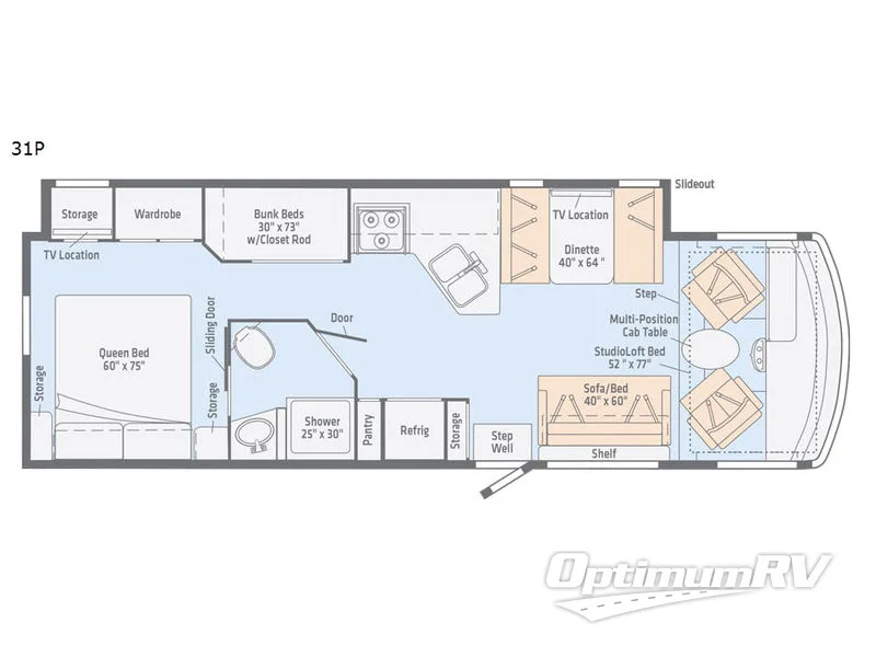 2018 Winnebago Intent 31P RV Floorplan Photo
