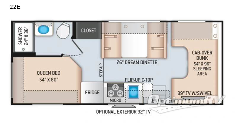 2021 Thor Four Winds 22E RV Floorplan Photo