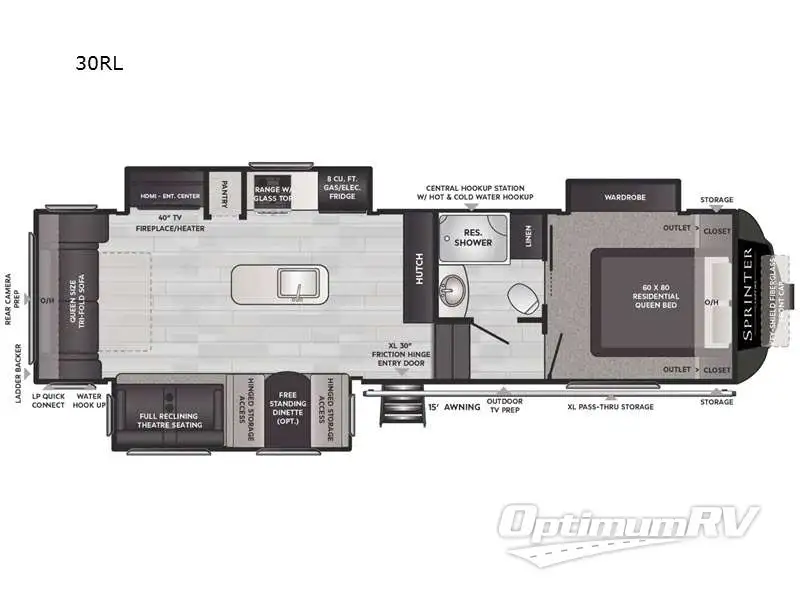 2021 Keystone Sprinter 30RL RV Floorplan Photo