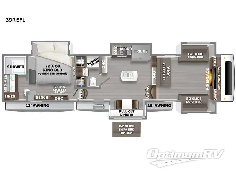 2022 Forest River RiverStone 39RBFL RV Floorplan Photo