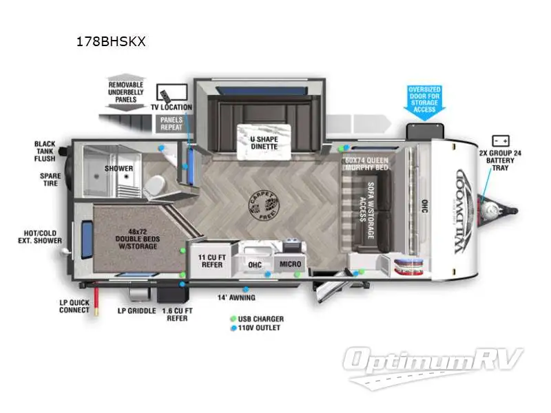 2022 Forest River Wildwood FSX 178BHSKX RV Floorplan Photo
