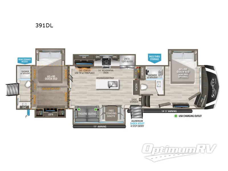 2023 Grand Design Solitude 391DL Floorplan Photo