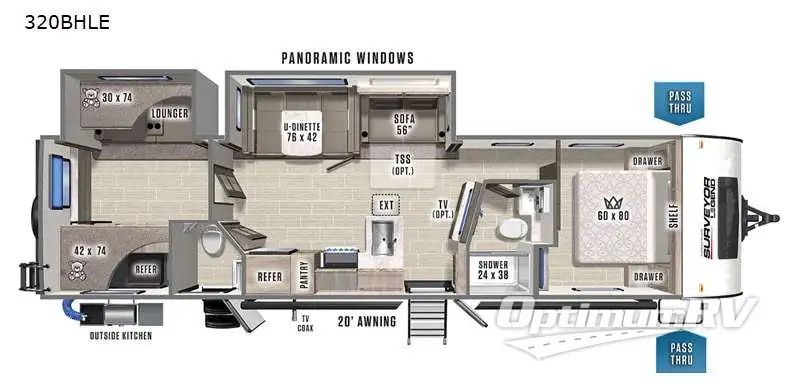 2021 Forest River Surveyor Legend 320BHLE RV Floorplan Photo