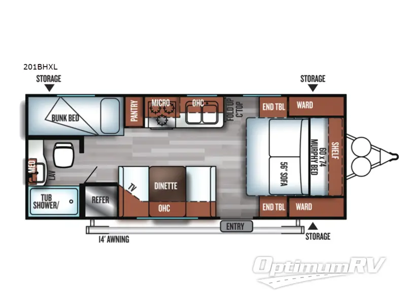 2018 Forest River Salem Cruise Lite 201BHXL RV Floorplan Photo