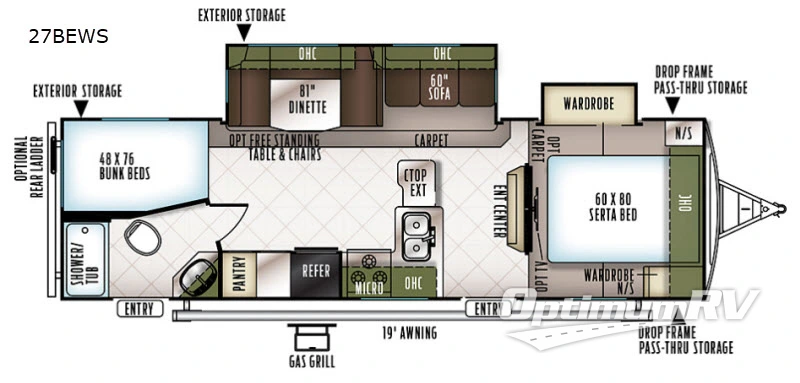 2018 Forest River Flagstaff Super Lite 27BEWS RV Floorplan Photo