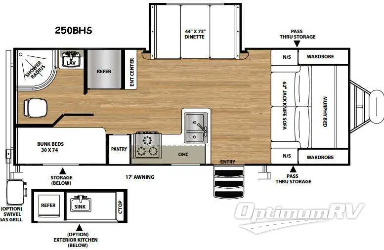 2016 Forest River Vibe Extreme Lite 250BHS Floorplan Photo