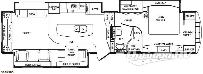 2014 DRV Luxury Suites Mobile Suites 38SKSB3 RV Floorplan Photo