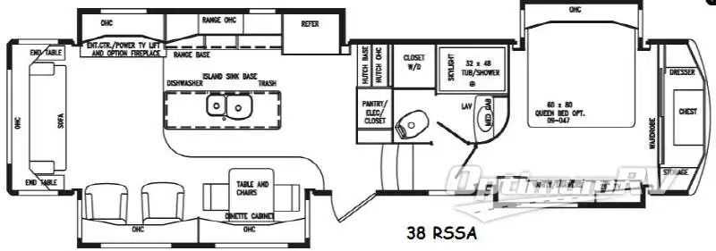 2014 DRV Luxury Suites Mobile Suites Estates 38RSSA RV Floorplan Photo