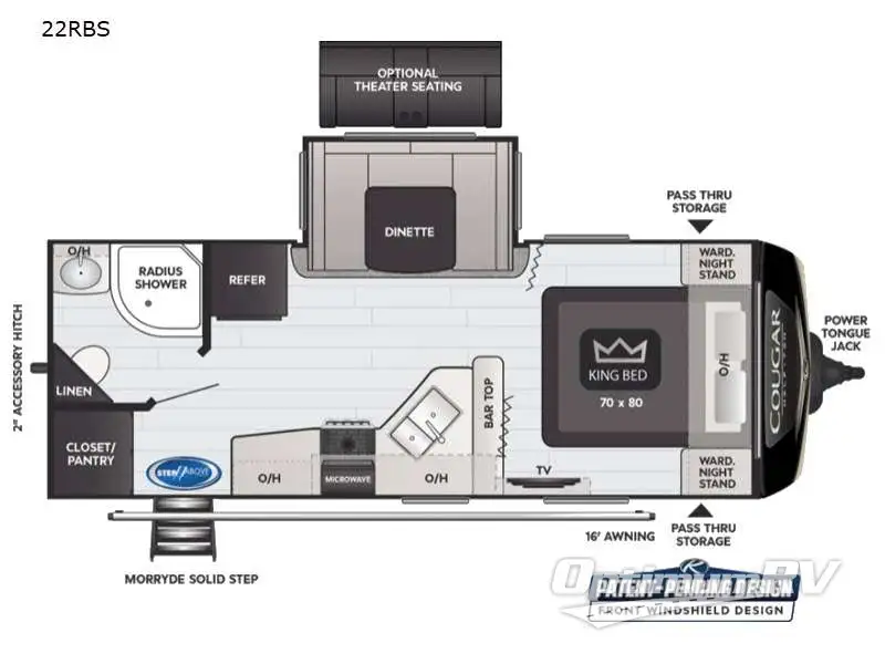 2021 Keystone Cougar Half-Ton 22RBS RV Floorplan Photo