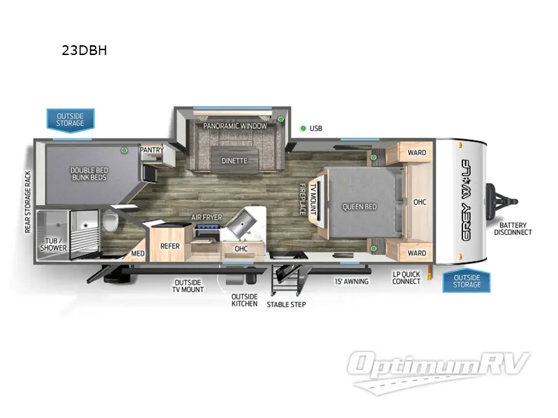 2024 Forest River Cherokee Grey Wolf 23DBH RV Floorplan Photo