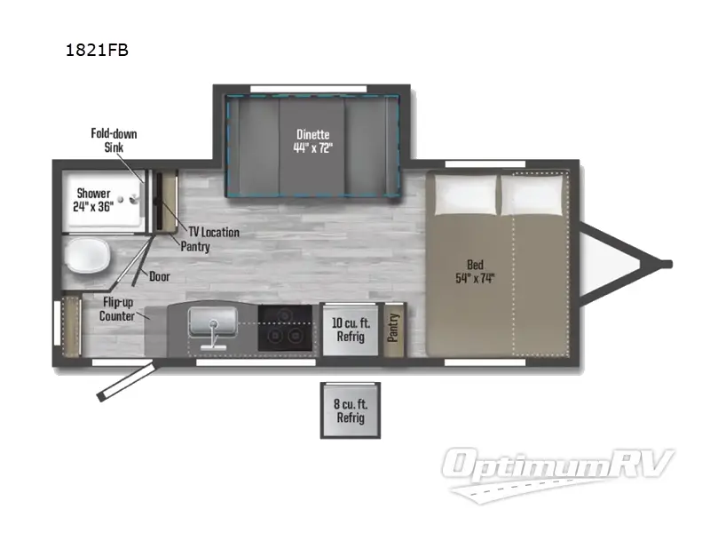 2024 Winnebago Towables Micro Minnie 1821FB RV Floorplan Photo