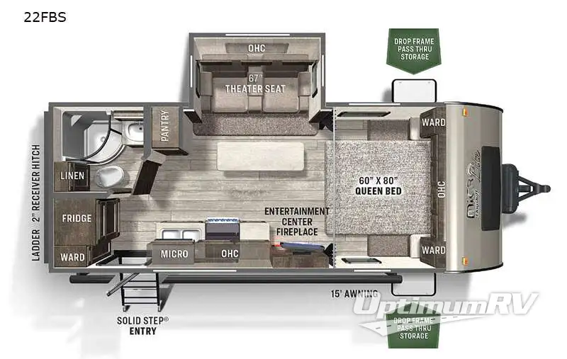 2021 Forest River Flagstaff Micro Lite 22FBS RV Floorplan Photo