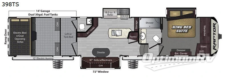 2018 Keystone Raptor 398TS RV Floorplan Photo