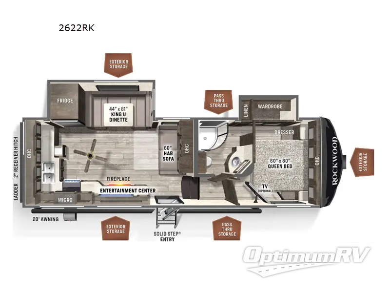 2022 Forest River Rockwood Ultra Lite 2622RK RV Floorplan Photo