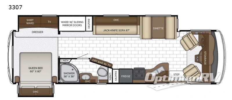 2019 Newmar Bay Star Sport 3307 RV Floorplan Photo